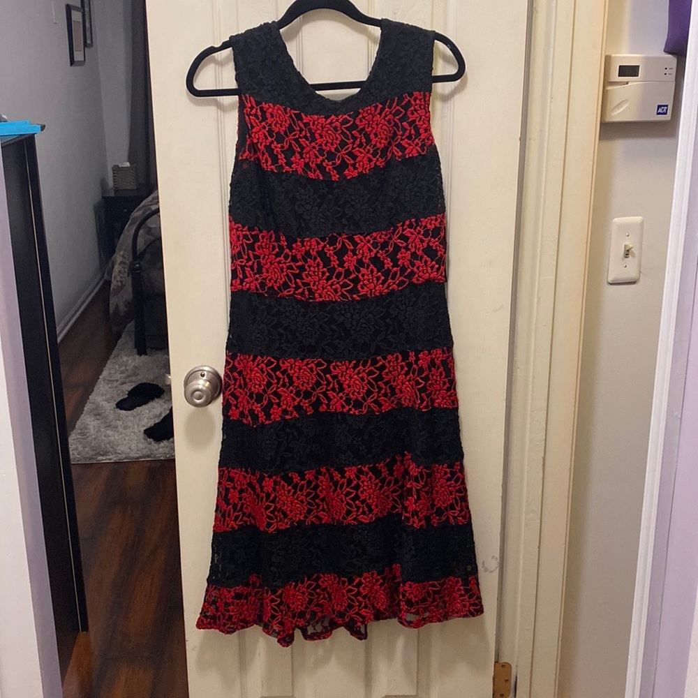 Black and red lace dress